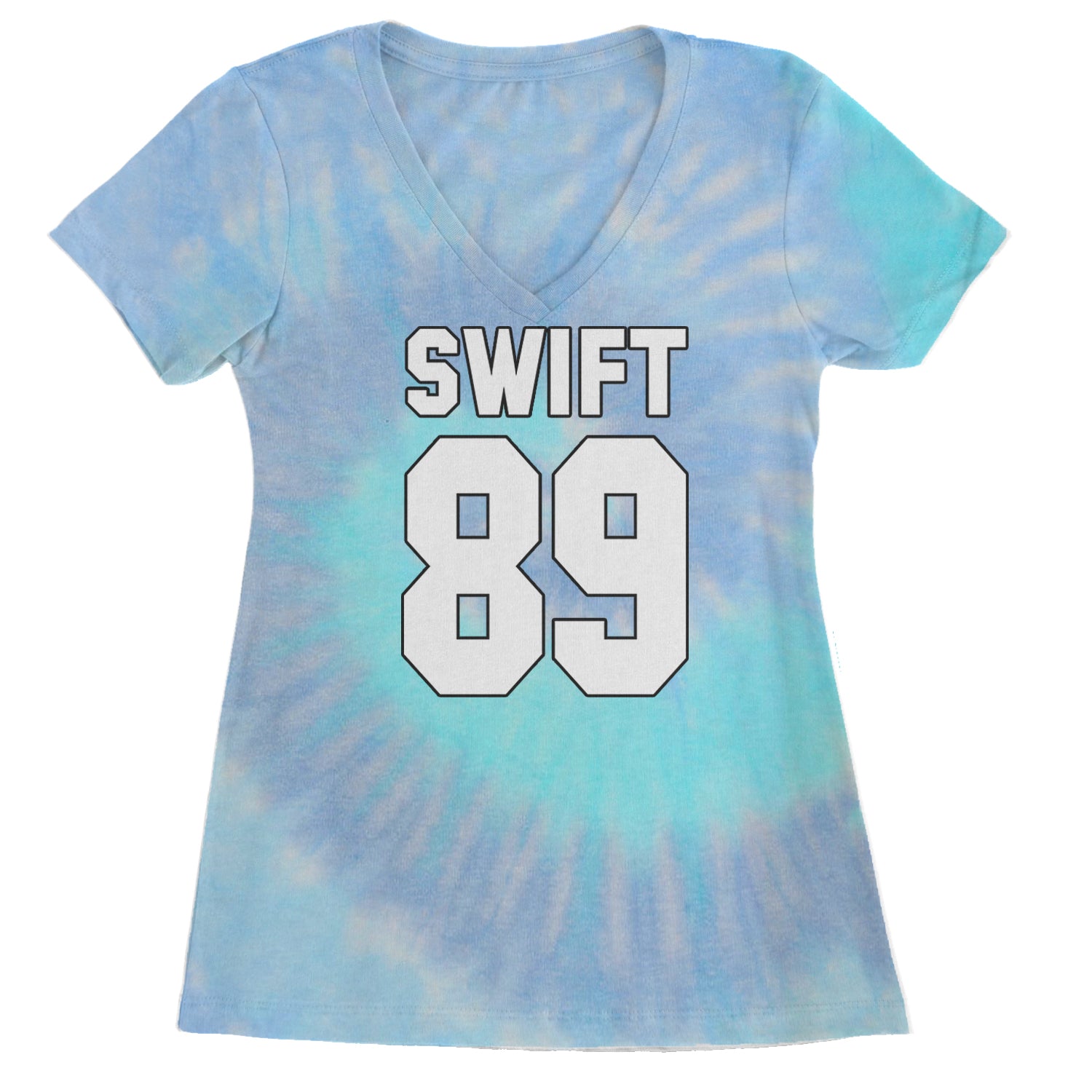 Swift 89 Birth Year Music Fan Era Poets Department Lover Ladies V-Neck T-shirt Blue Clouds