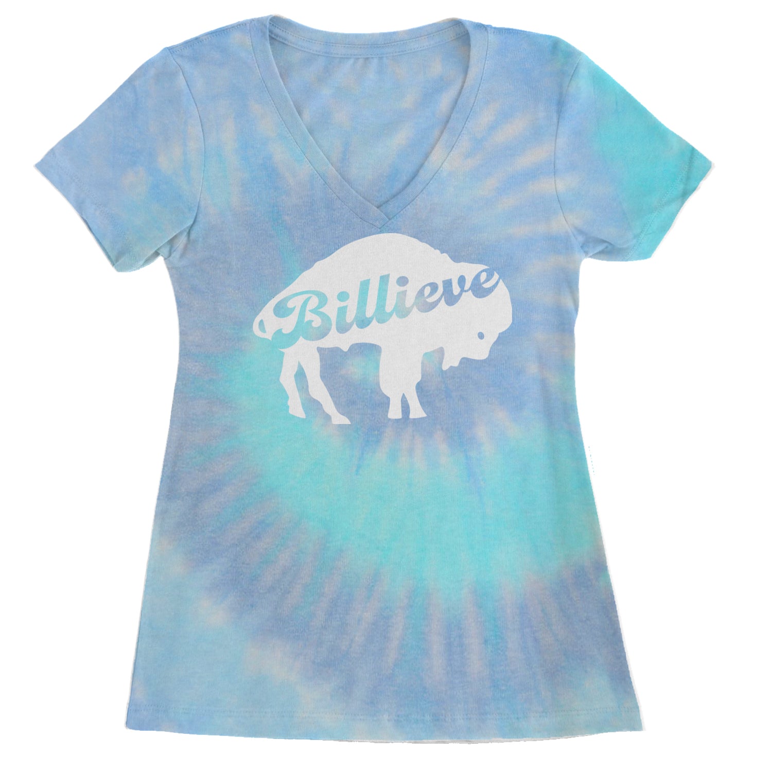 Billieve Bills Mafia Ladies V-Neck T-shirt Blue Clouds