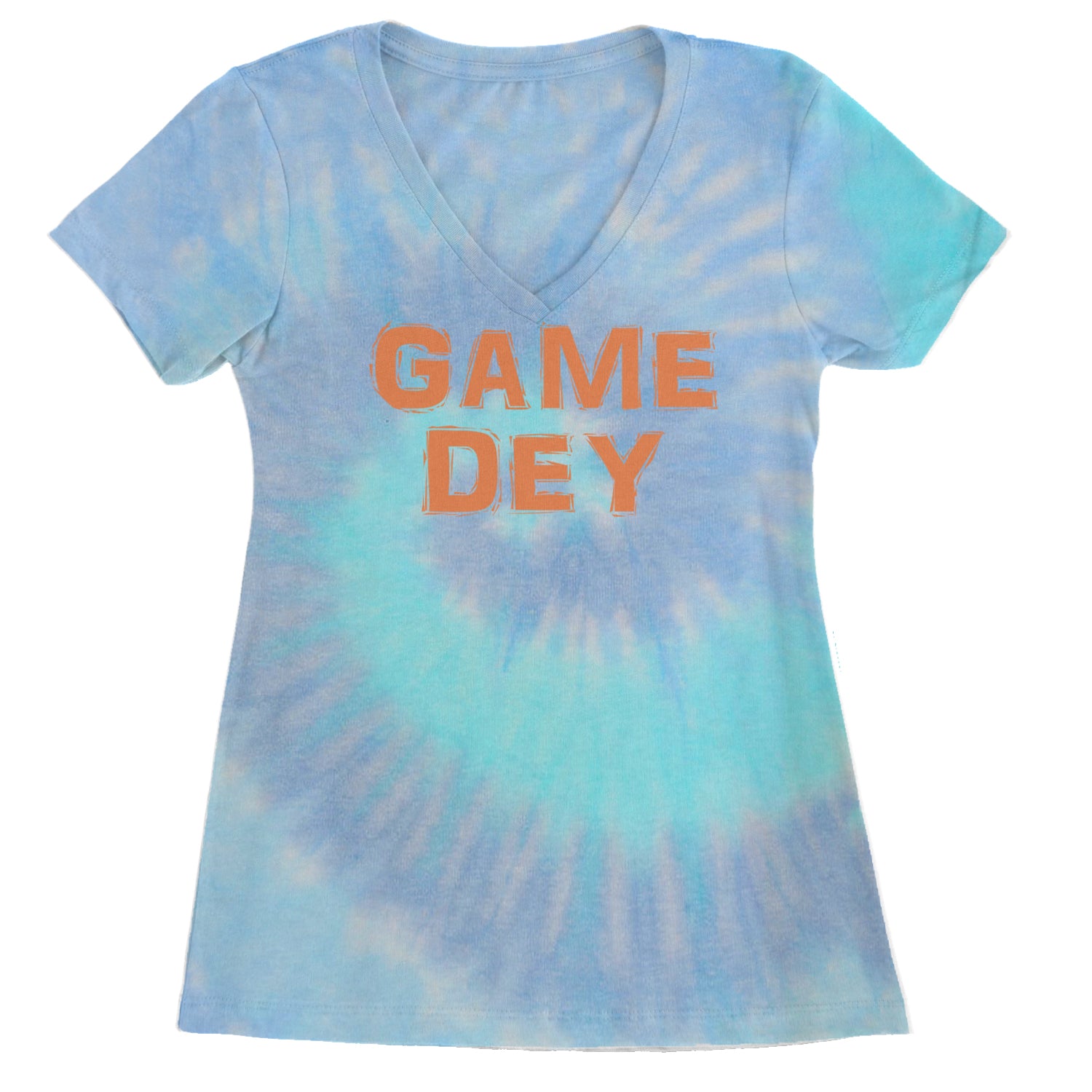 Game Dey Cincinnati Football Ladies V-Neck T-shirt Blue Clouds