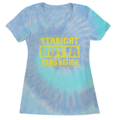 Straight Outta Rams Nation   Ladies V-Neck T-shirt Blue Clouds