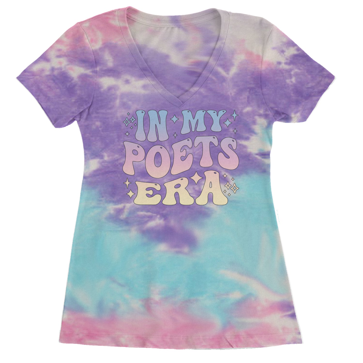 In My Poet Era Tie Dye TTPD Music Ladies V-Neck T-shirt Cotton Candy