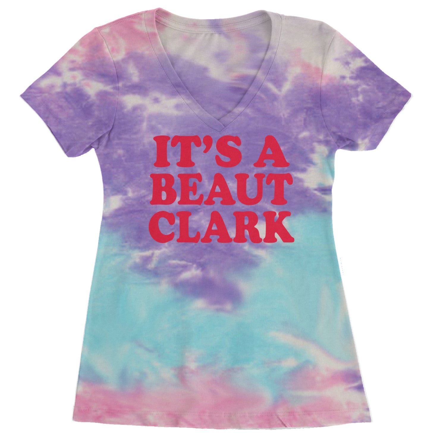 It's a Beaut Clark Festive Christmas Ladies V-Neck T-shirt Cotton Candy