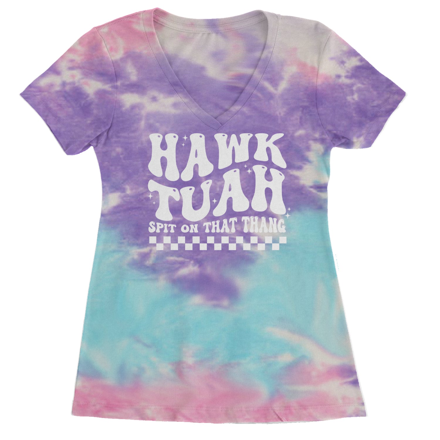 Hawk Tuah Spit On That Thang Ladies V-Neck T-shirt Cotton Candy