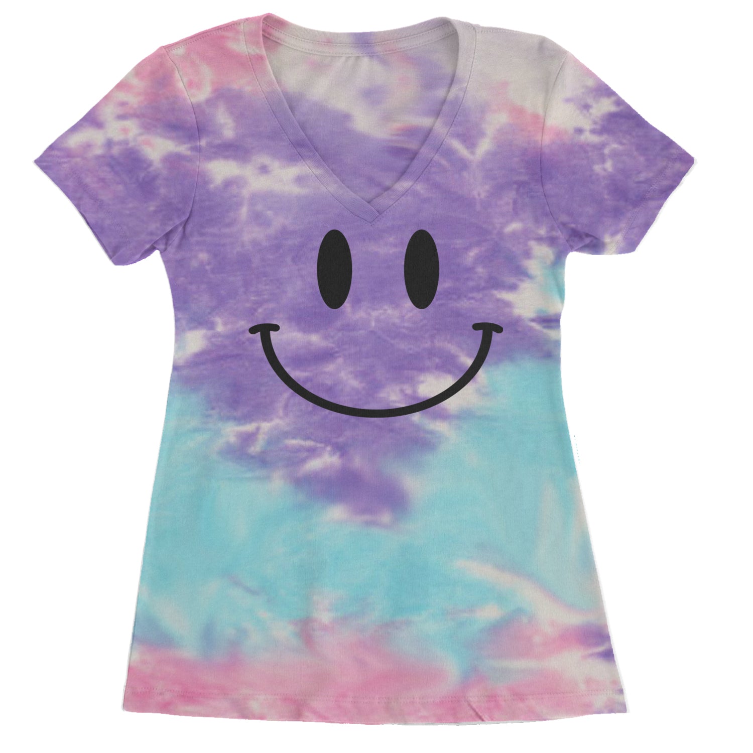 Smile Face Ladies V-Neck T-shirt Cotton Candy