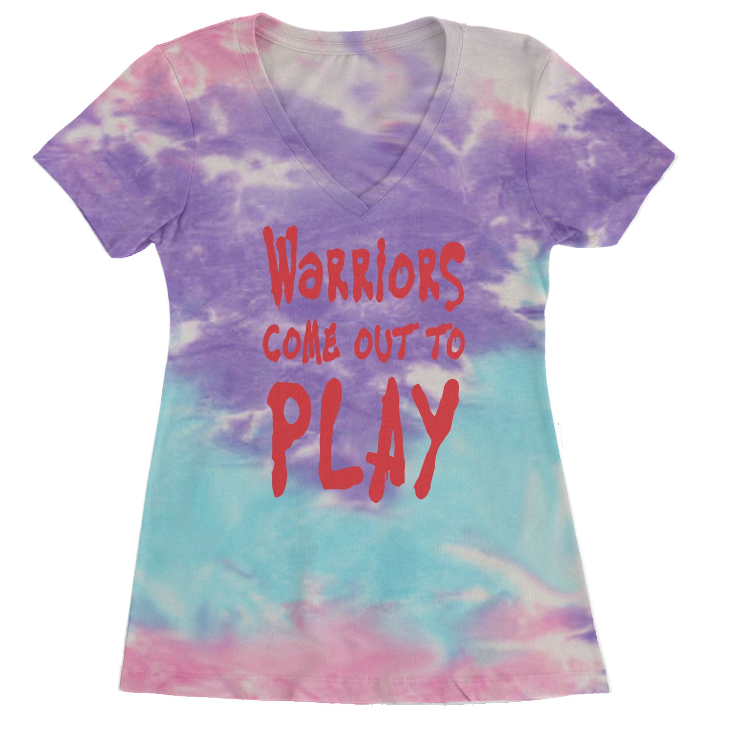 Warriors Come Out To Play  Ladies V-Neck T-shirt Cotton Candy