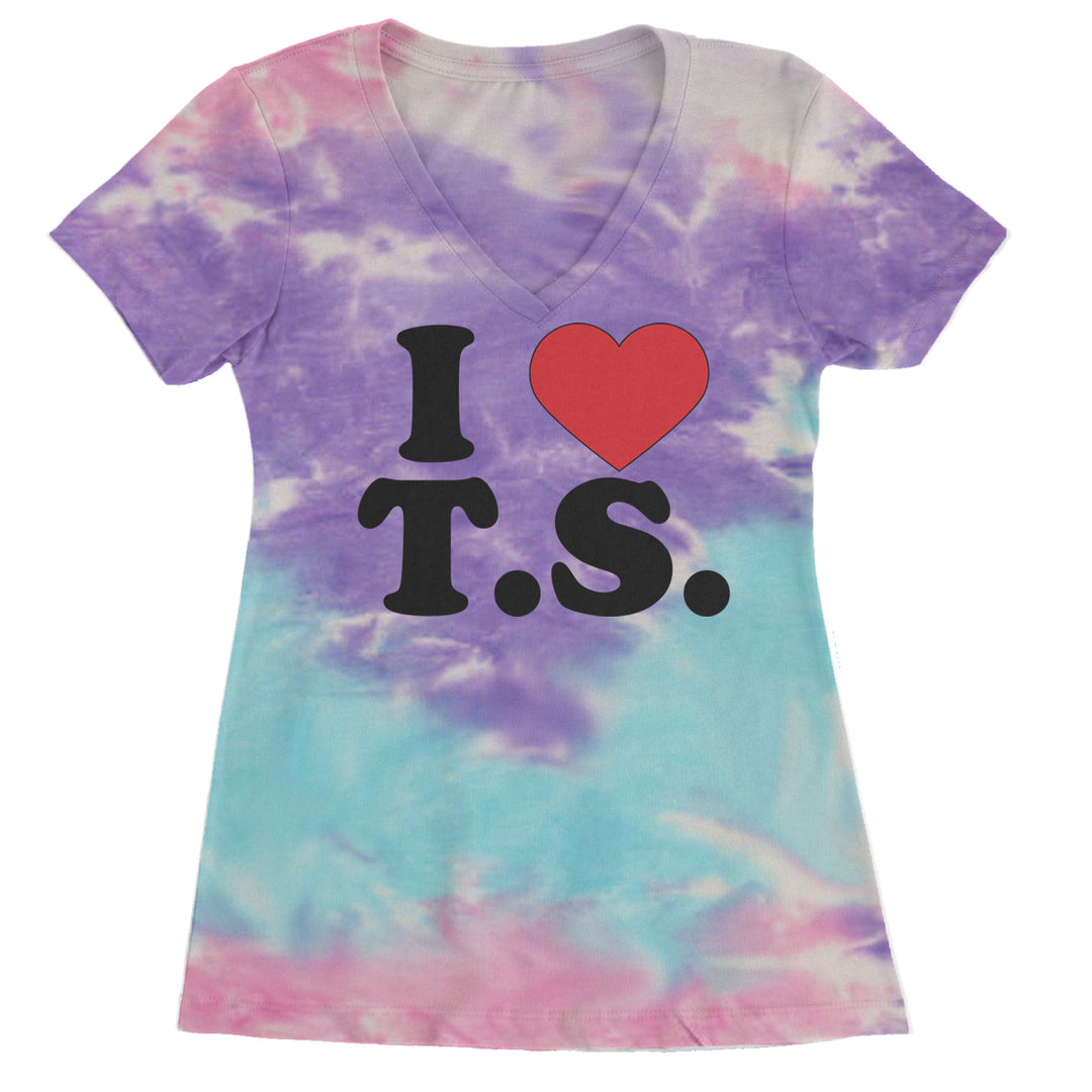 I Heart T.S. Concert Music Lover  Ladies V-Neck T-shirt Cotton Candy