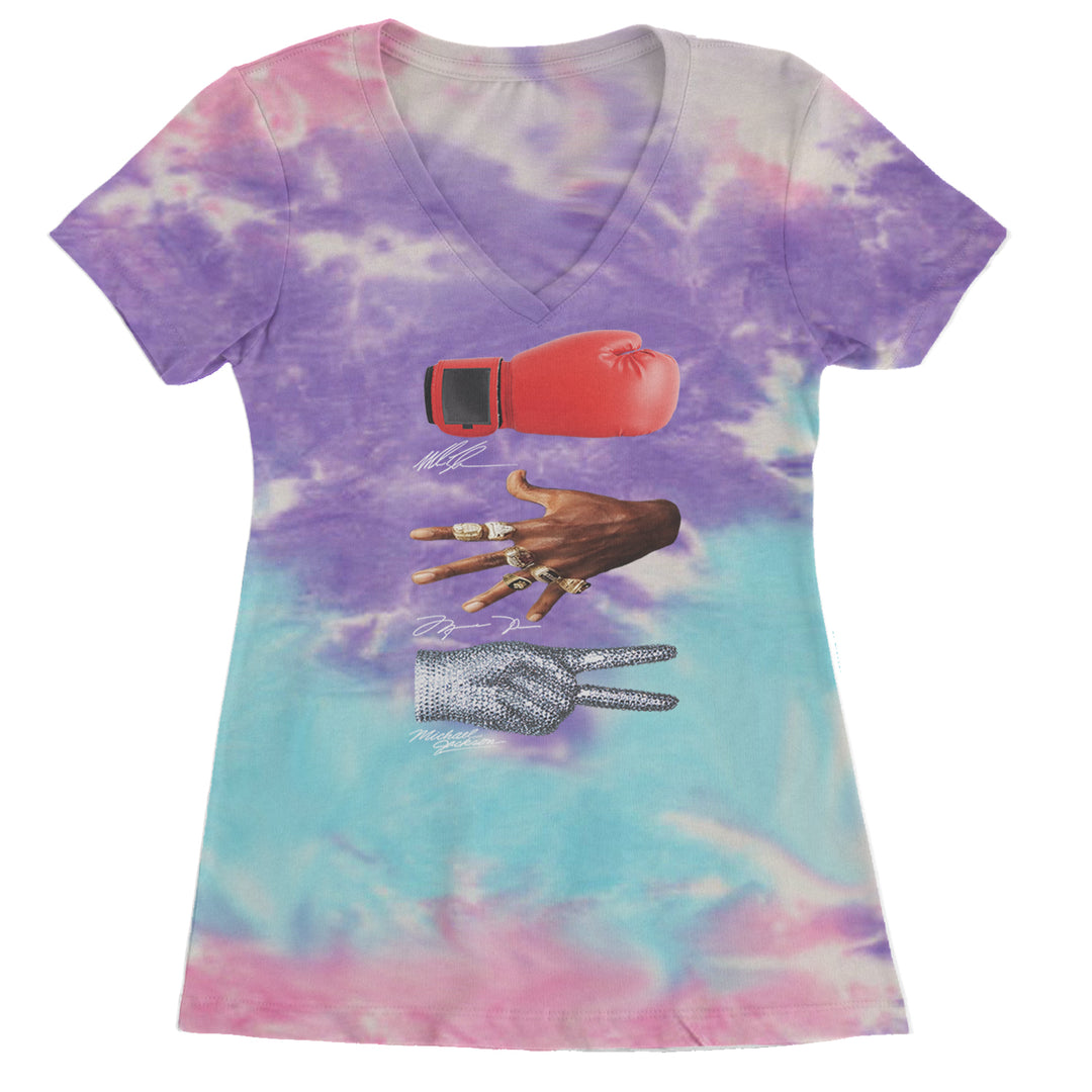 Tyson Jordan Jackson Iconic Michaels Ladies V-Neck T-shirt Cotton Candy