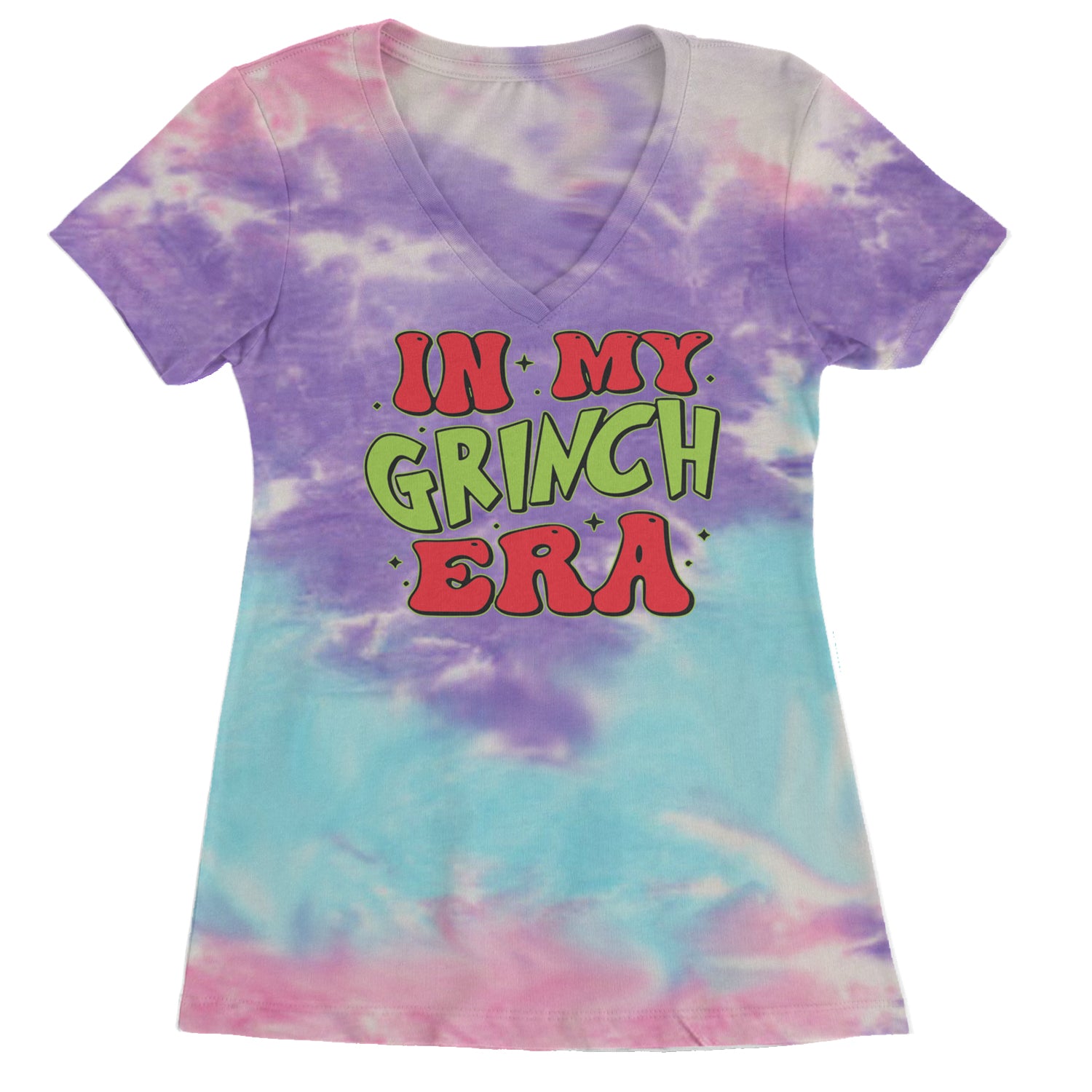 In My Gr-nch Era Jolly Merry Christmas Ladies V-Neck T-shirt Cotton Candy