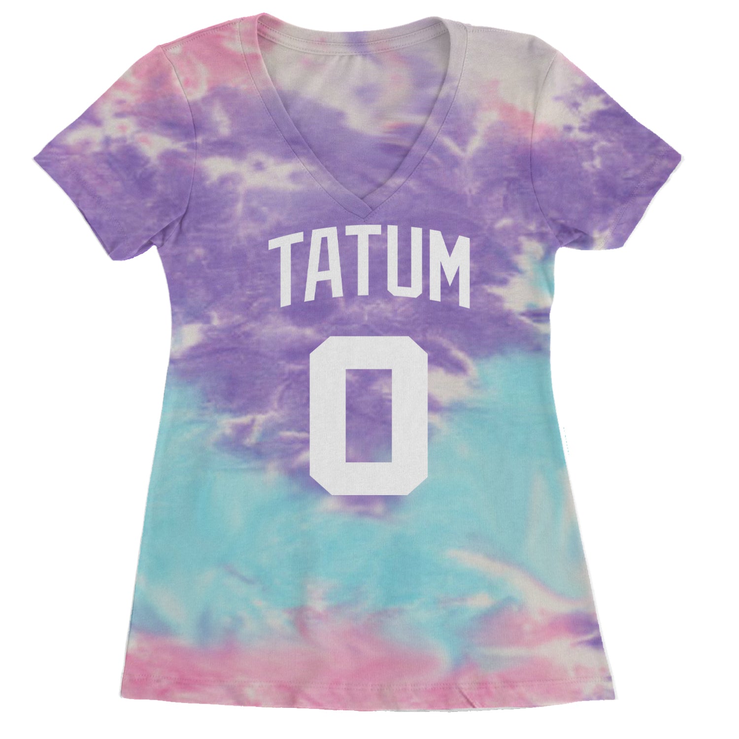 Tatum #0 Boston Basketball Ladies V-Neck T-shirt Cotton Candy