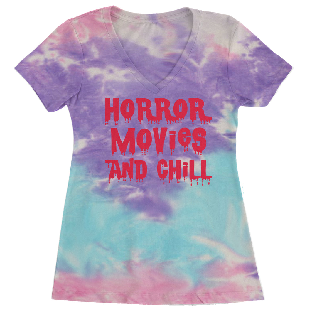 Horror Movies and Chill Ladies V-Neck T-shirt Cotton Candy