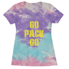 Go Pack Go Green Bay Ladies V-Neck T-shirt Cotton Candy