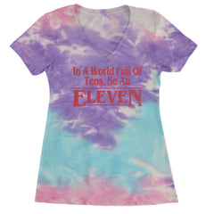 In A World Full Of Tens, Be An Eleven Ladies V-Neck T-shirt Cotton Candy
