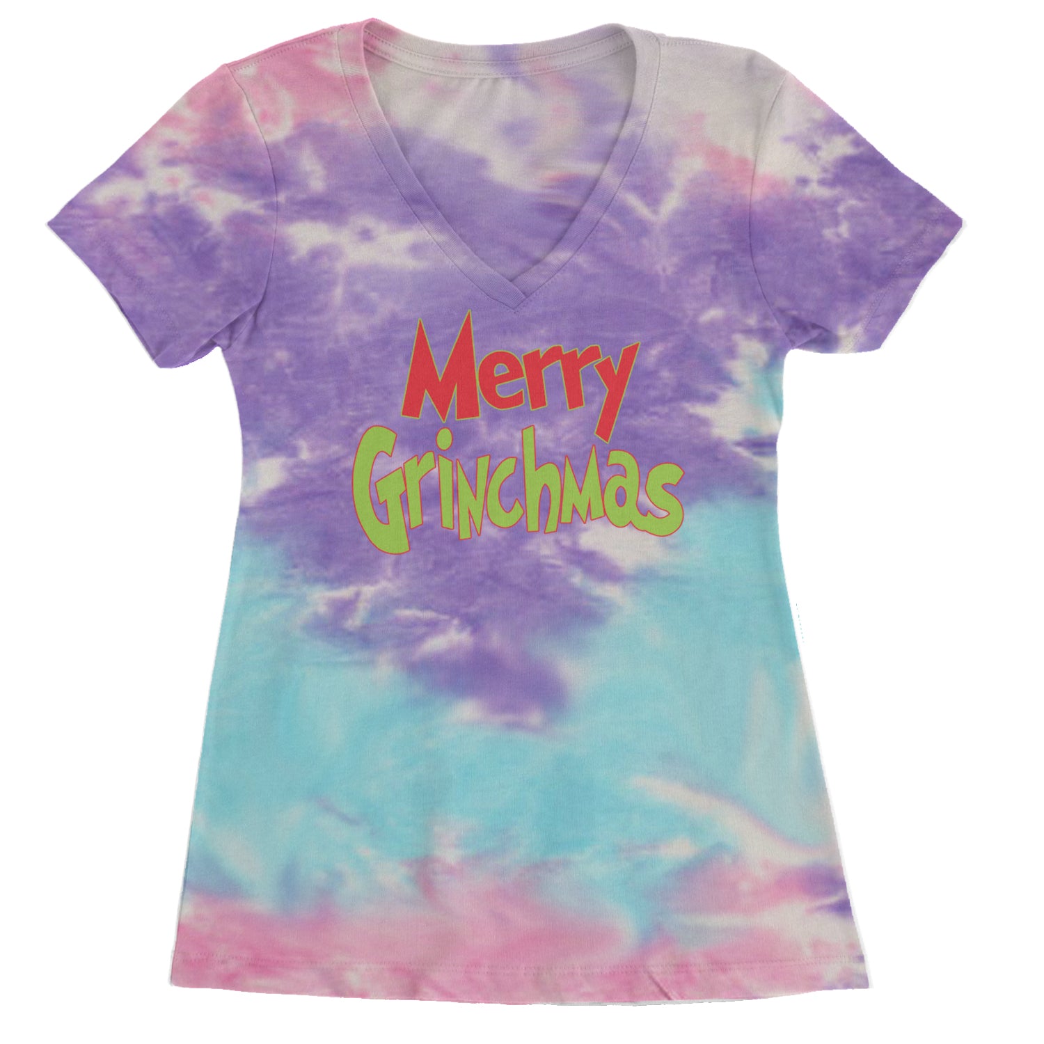 Merry Grinchmas Jolly Merry Christmas Ladies V-Neck T-shirt Cotton Candy