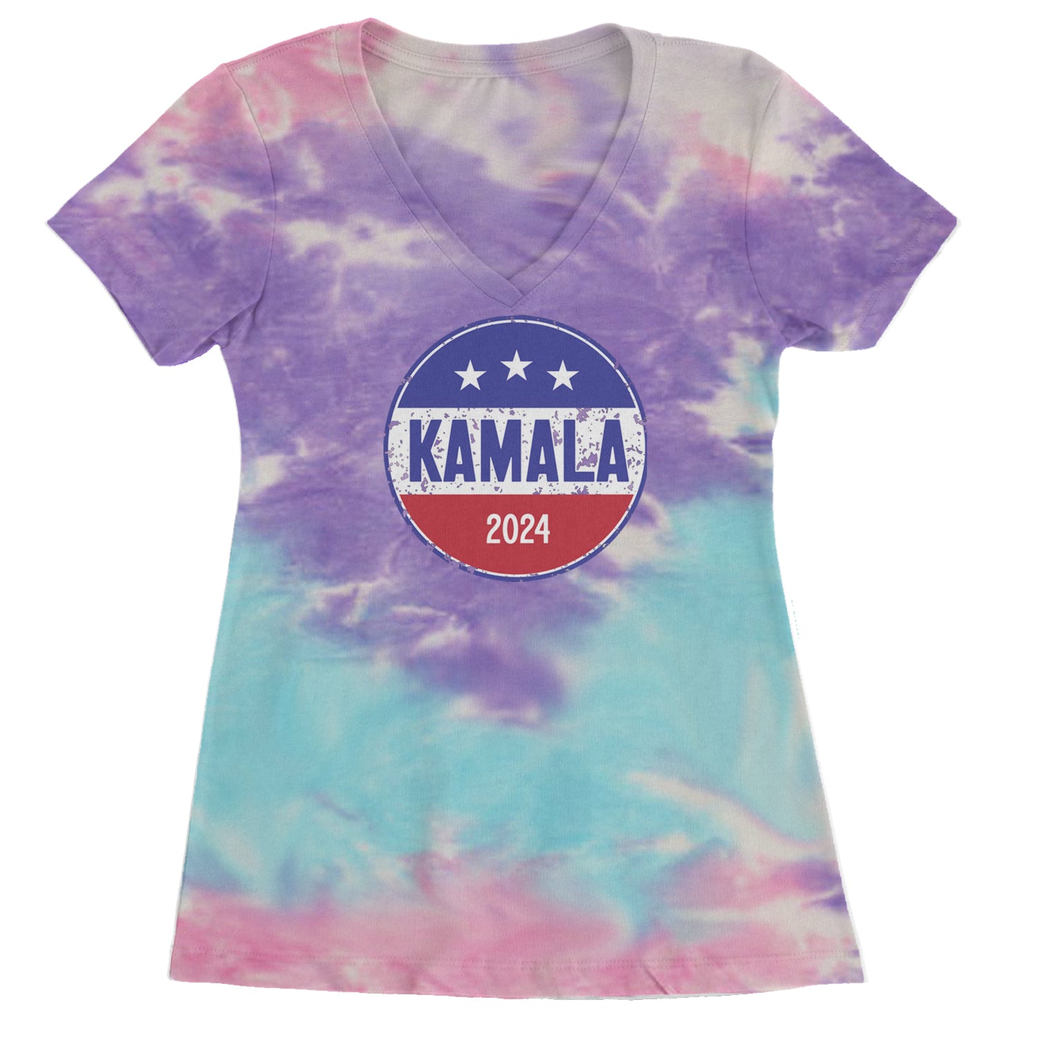 Kamala Badge 2024 - Kamala Harris For President 2024 Ladies V-Neck T-shirt Cotton Candy