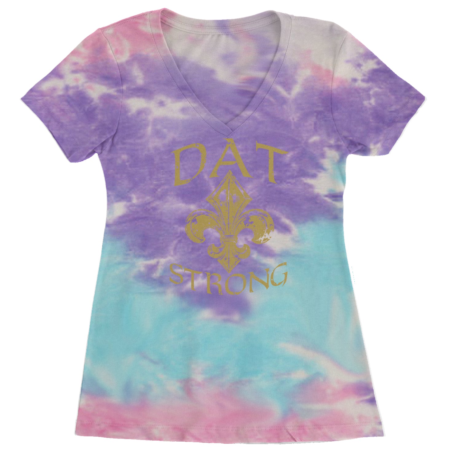 Dat Strong New Orleans   Ladies V-Neck T-shirt Cotton Candy