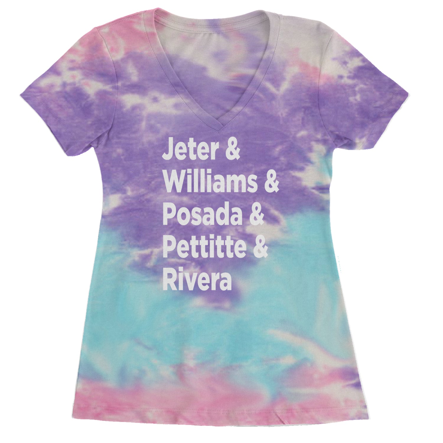 Jeter & Williams & Posada & Pettitte & Rivera Ladies V-Neck T-shirt Cotton Candy