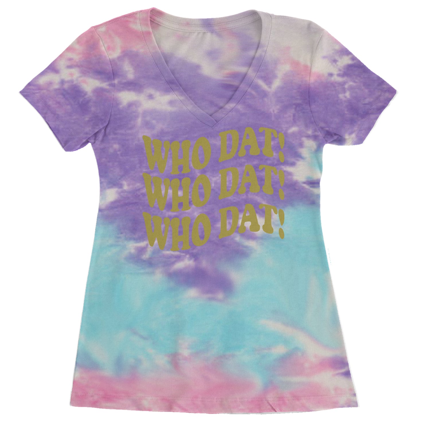 Who Dat Wavy Design Who Dat Nation Ladies V-Neck T-shirt Cotton Candy