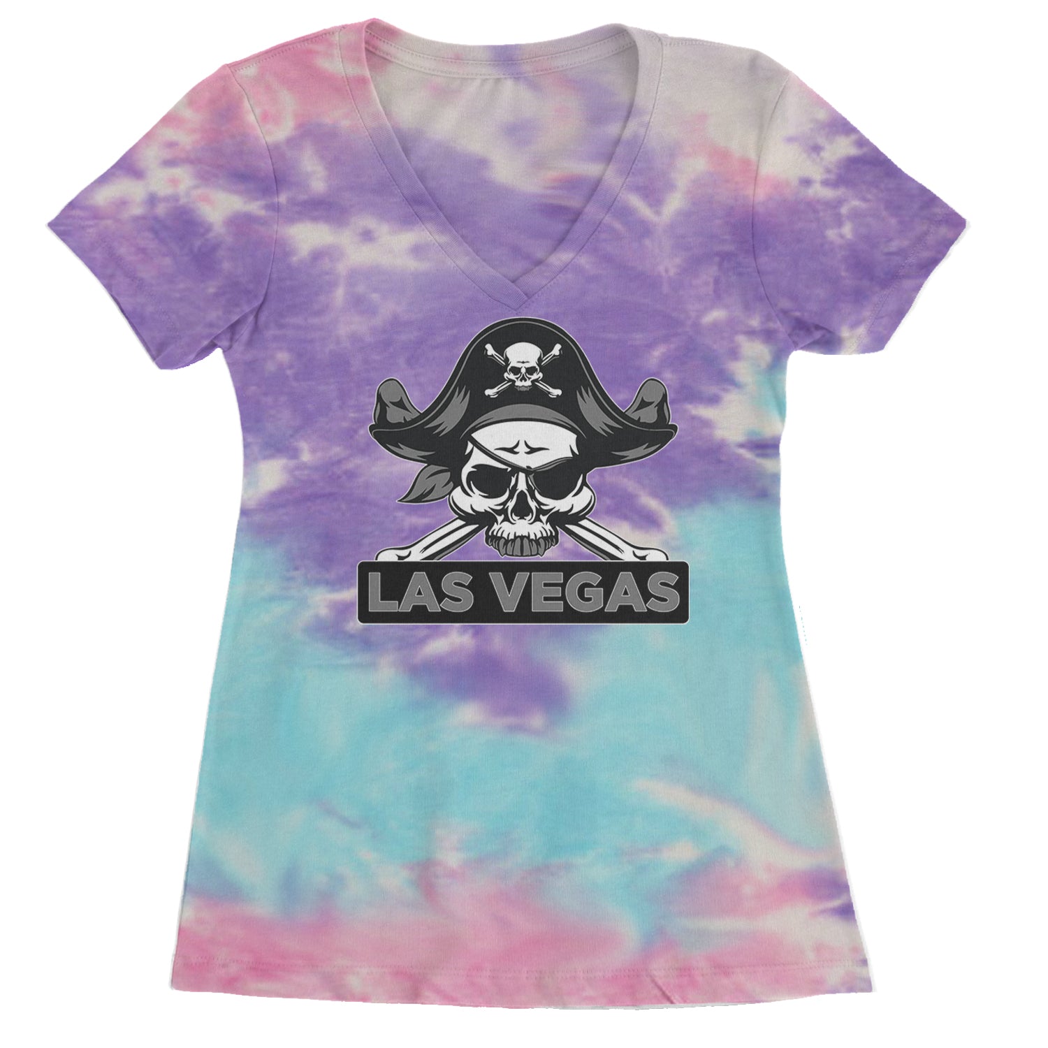 Raider Skull Straight Outta Las Vegas Ladies V-Neck T-shirt Cotton Candy