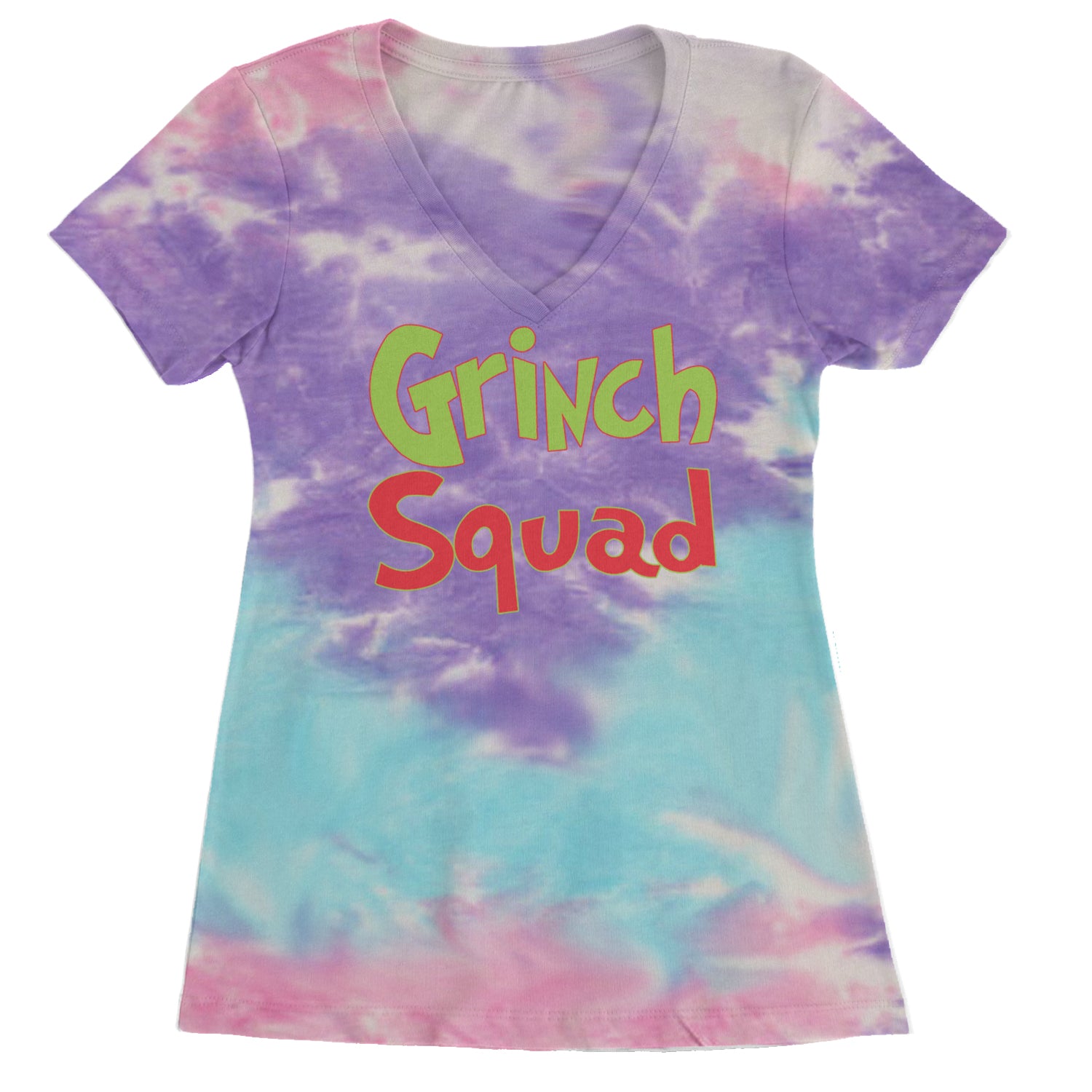 Gr-nch Squad Jolly Grinchmas Merry Christmas Ladies V-Neck T-shirt Cotton Candy