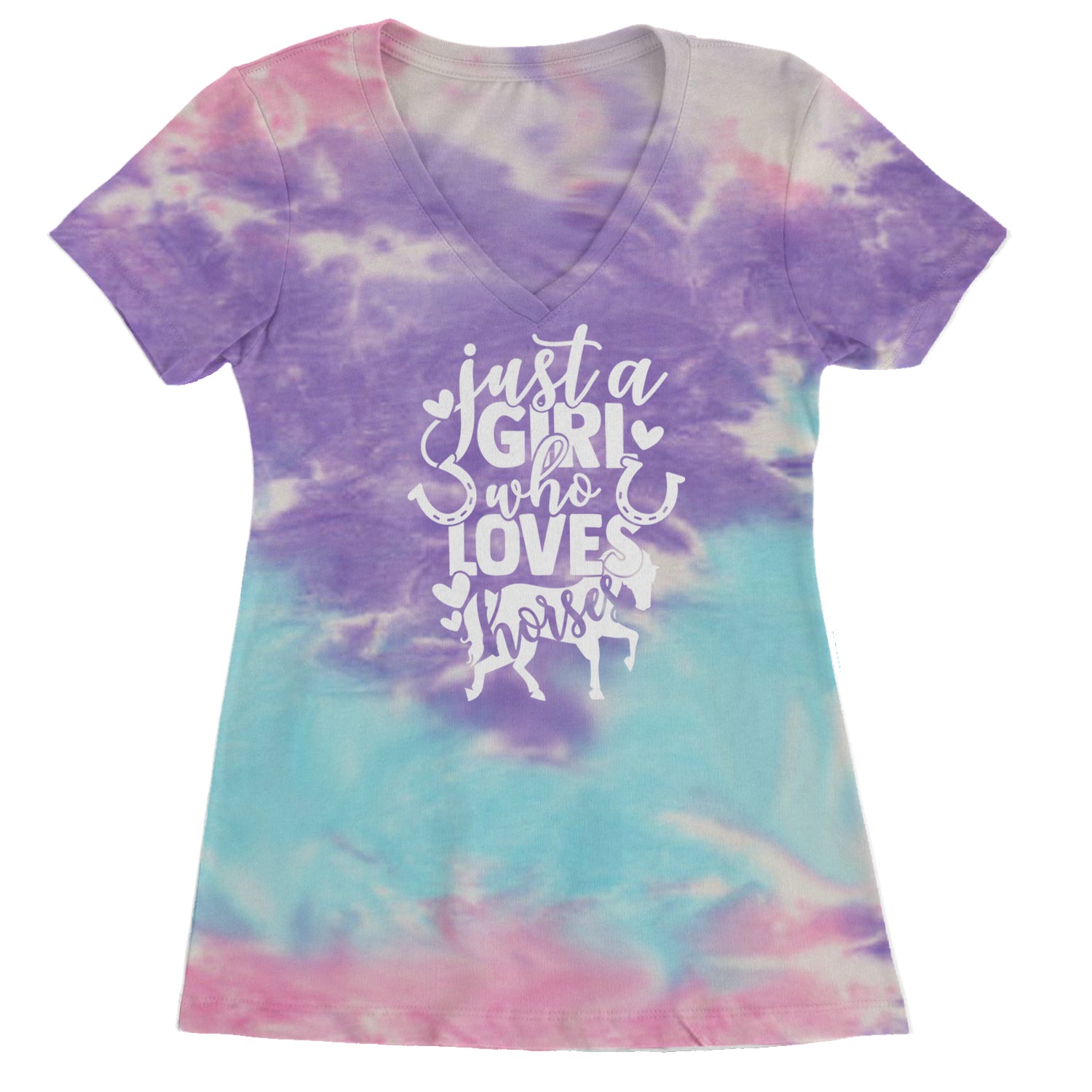 Just A Girl Who Loves Horses Ladies V-Neck T-shirt Cotton Candy