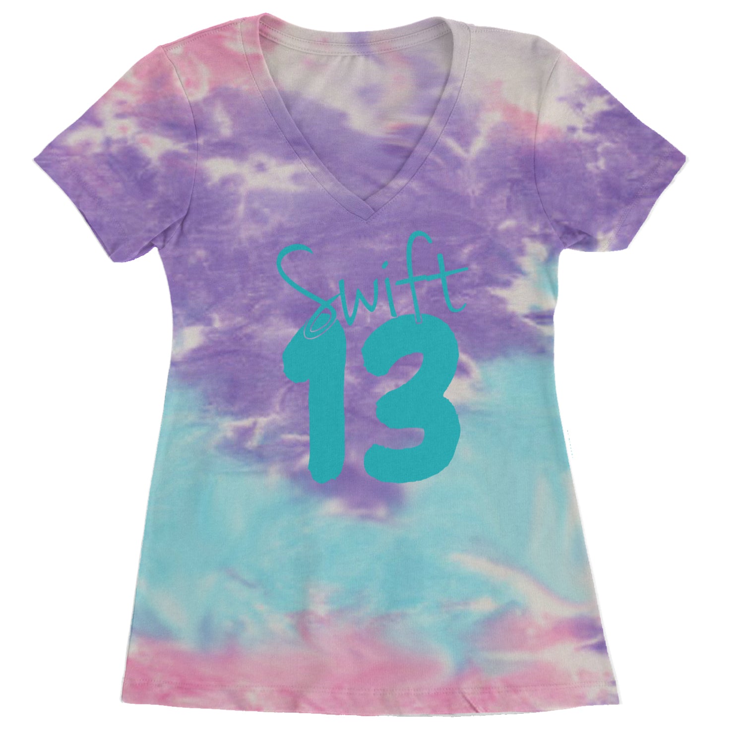 13 Swift 13 Lucky Number Era TTPD Ladies V-Neck T-shirt Cotton Candy