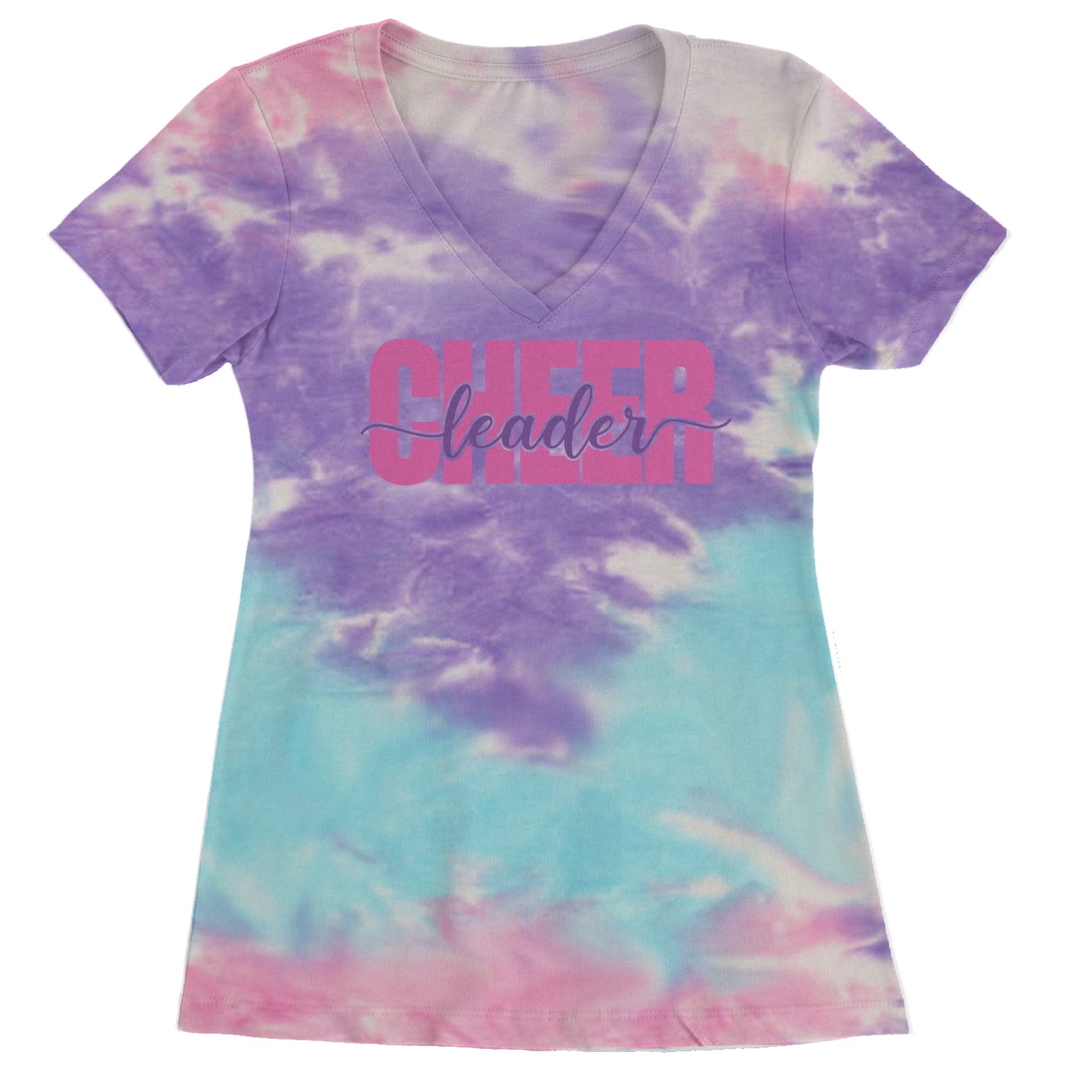 Cheerleader with Scripted Flair Ladies V-Neck T-shirt Cotton Candy