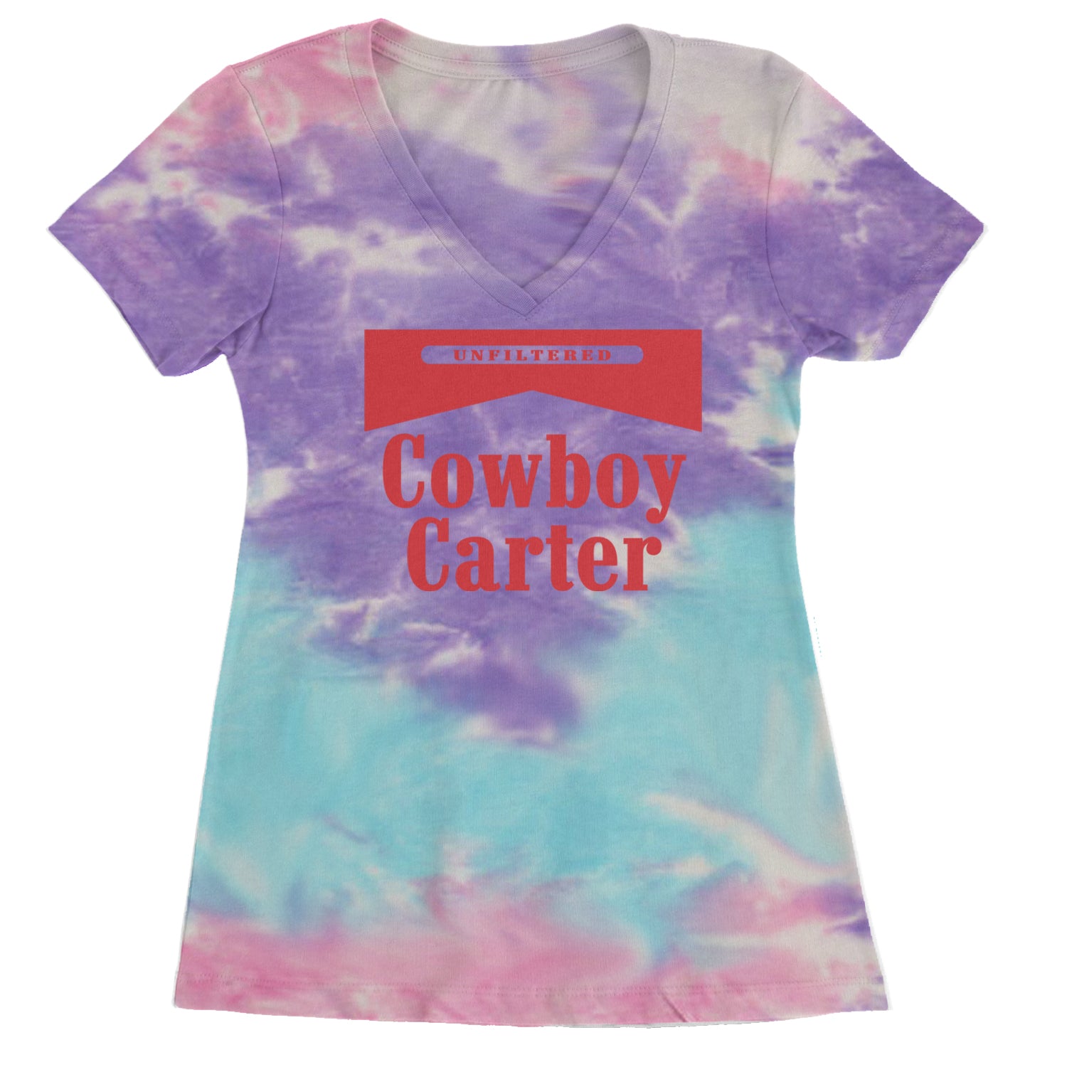 Cowboy Karter Country Act Two Ladies V-Neck T-shirt Cotton Candy