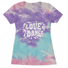 Love To Dance Ladies V-Neck T-shirt Cotton Candy