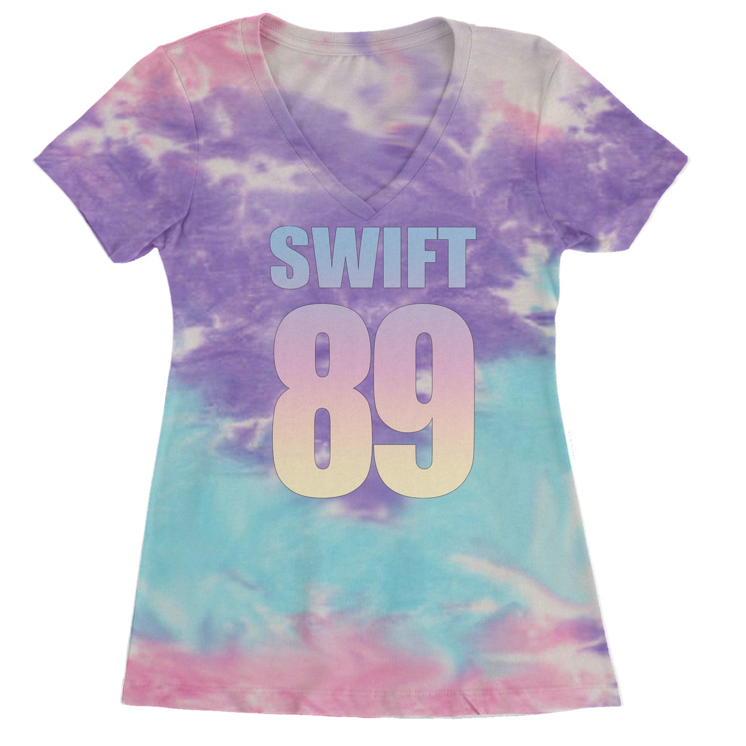 Lover Era Swift 89 Birth Year Music Fan TTPD Ladies V-Neck T-shirt Cotton Candy