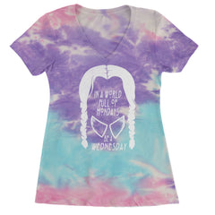 In  A World Full Of Mondays, Be A Wednesday Ladies V-Neck T-shirt Cotton Candy