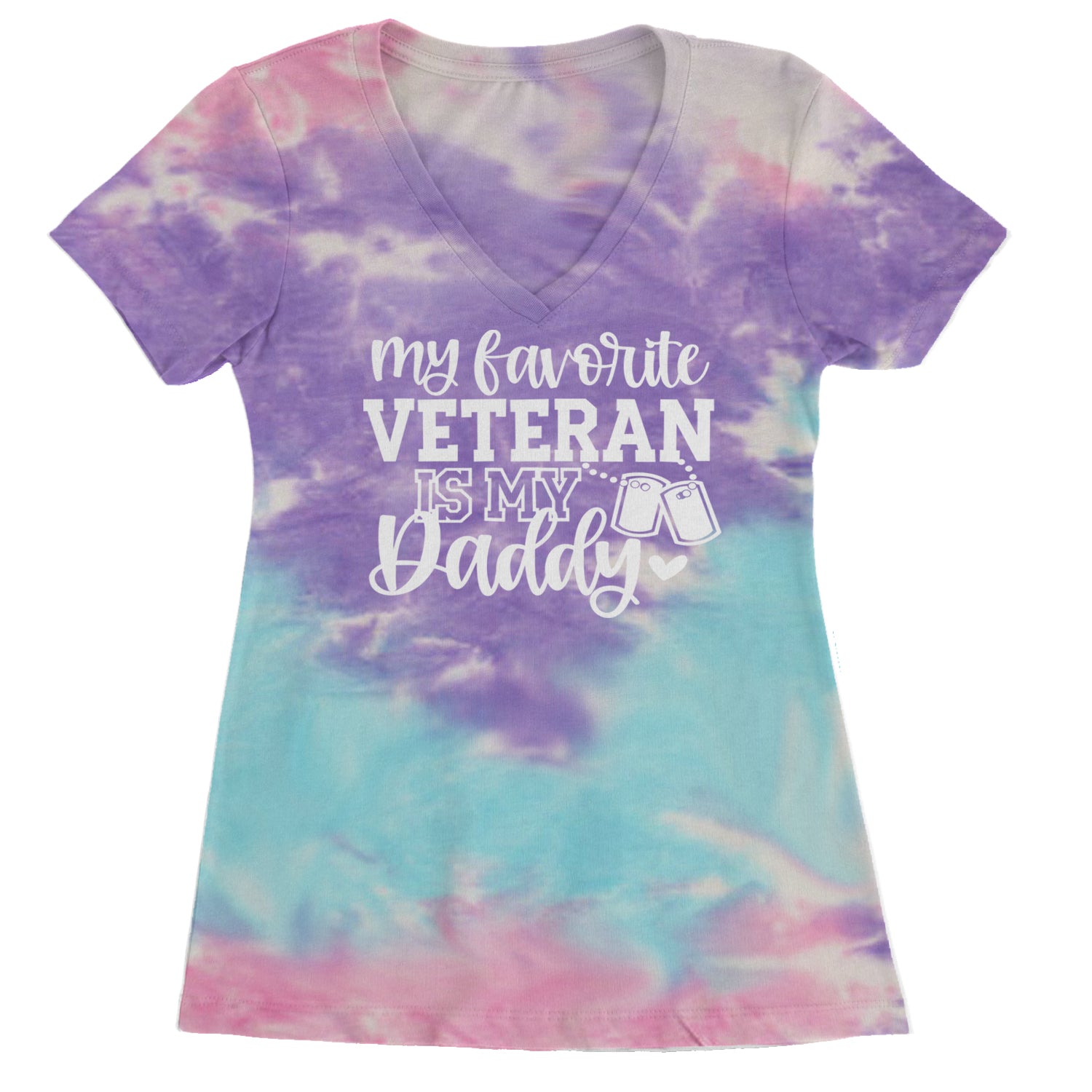 My Favorite Veteran Is My Daddy Ladies V-Neck T-shirt Cotton Candy