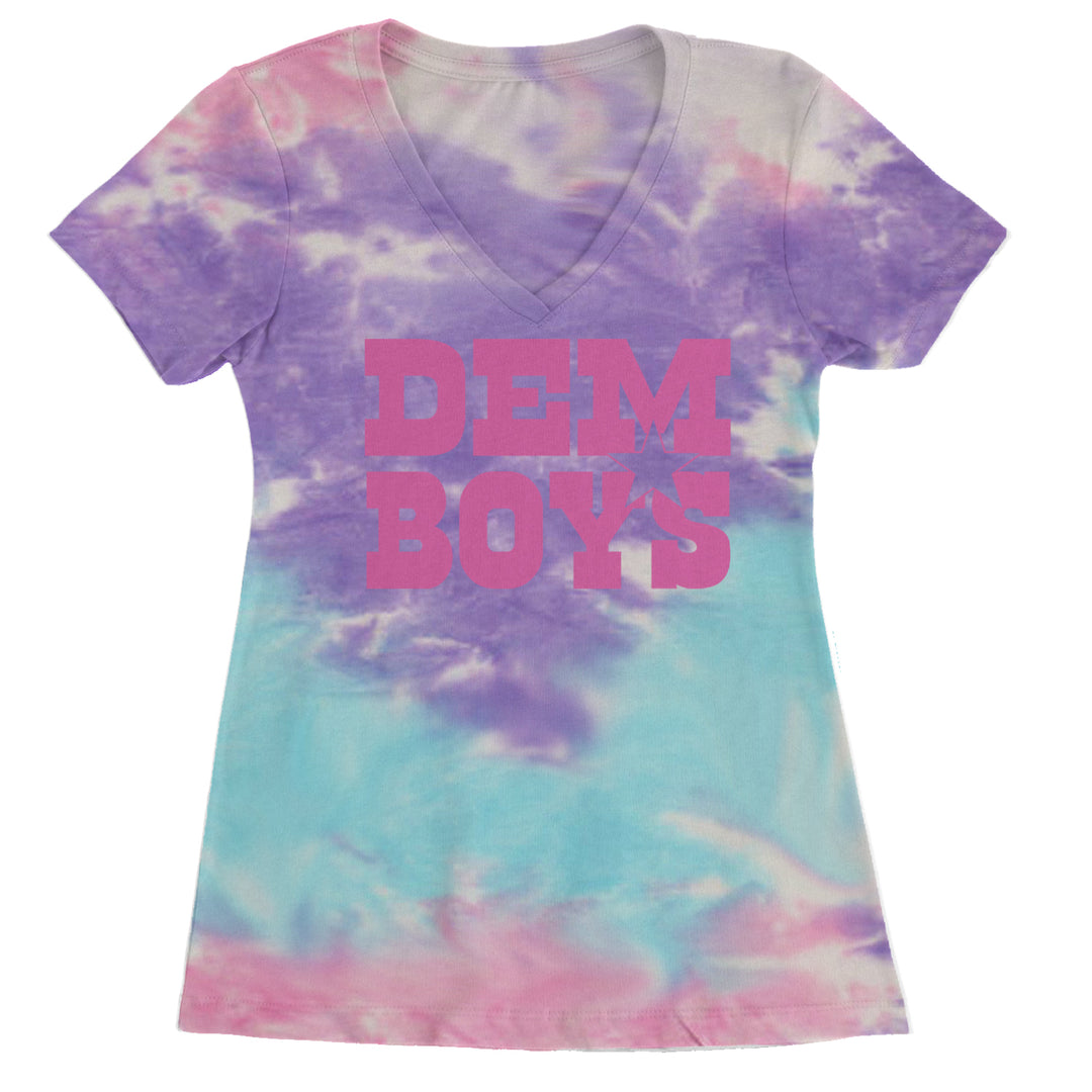 Dem Boys Hot Pink Dallas  Ladies V-Neck T-shirt Cotton Candy