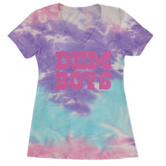 Dem Boys Hot Pink Dallas  Ladies V-Neck T-shirt Cotton Candy