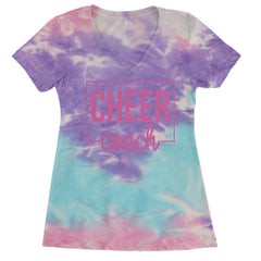 Cheer Coach Cheerleader Ladies V-Neck T-shirt Cotton Candy