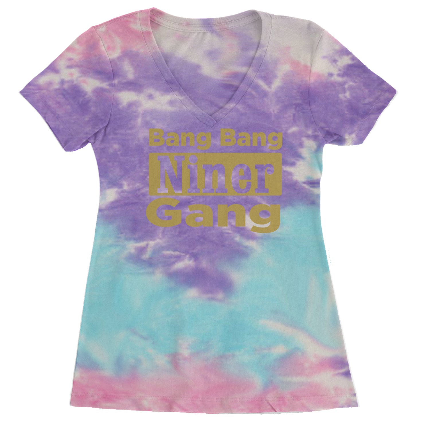 Bang Bang Niner Gang San Francisco Ladies V-Neck T-shirt Cotton Candy