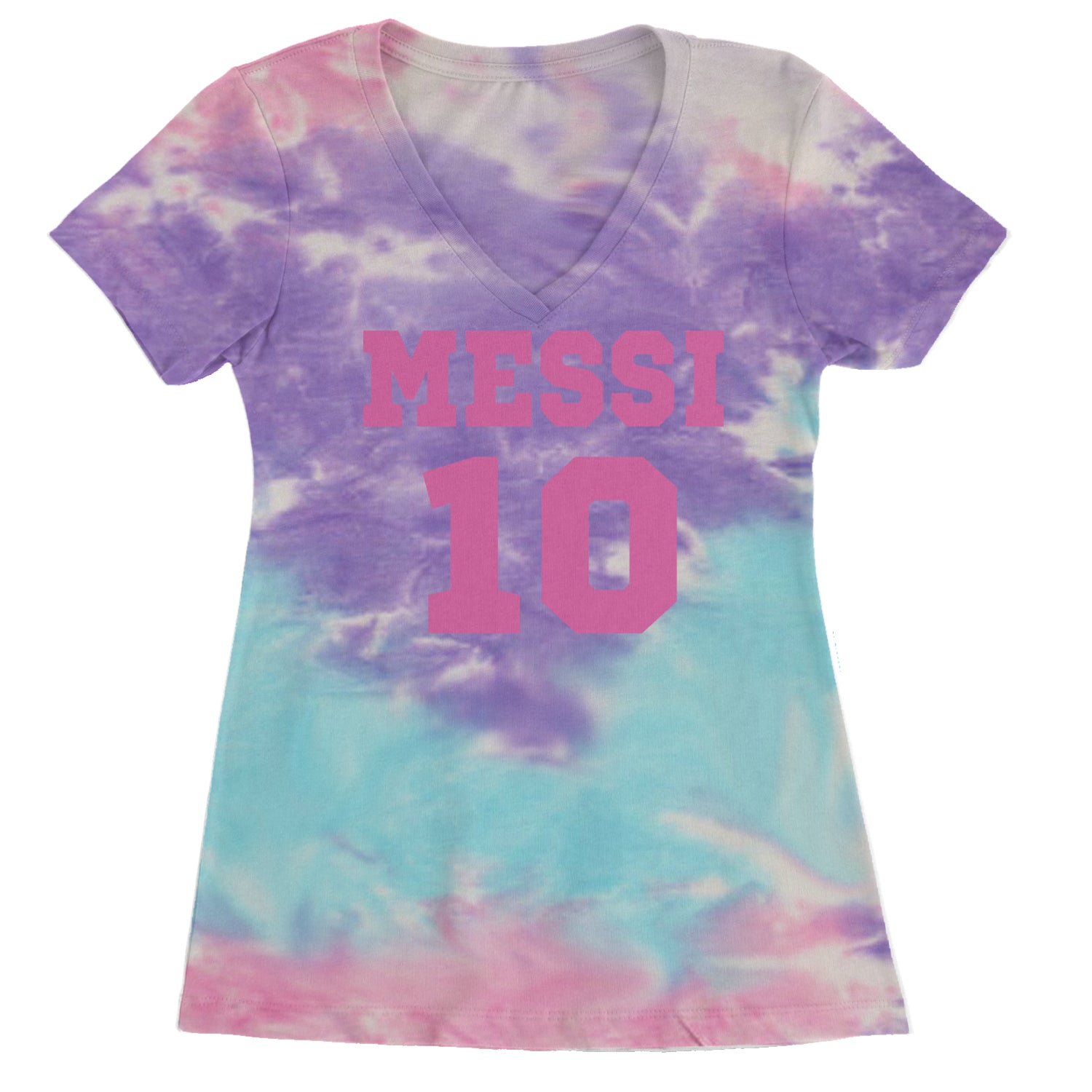 Messi World Soccer Futbol Messiami Ladies V-Neck T-shirt Cotton Candy