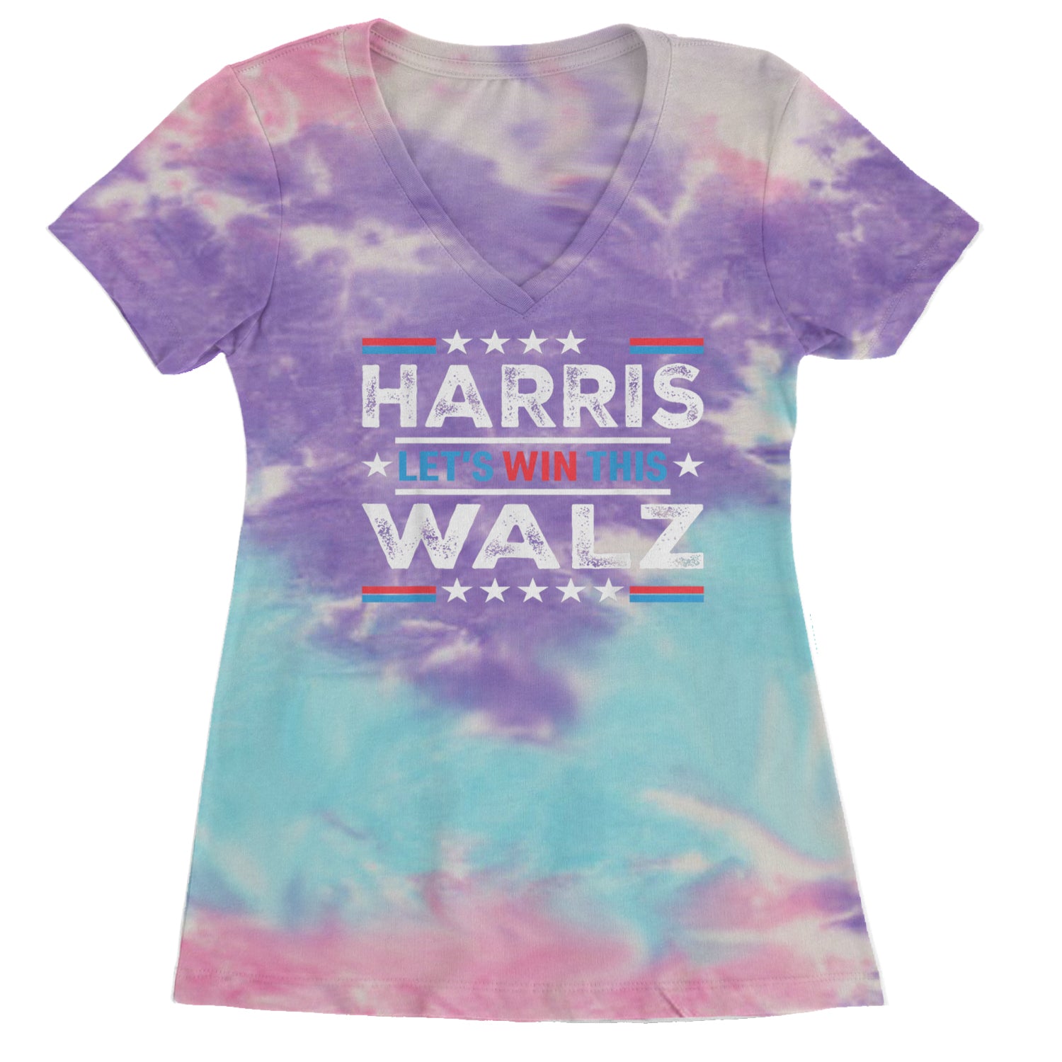 Kamala Harris and Tim Walz For President Ladies V-Neck T-shirt Cotton Candy