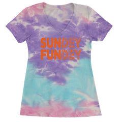 SunDEY FunDEY Sunday FundayLadies V-Neck T-shirt Cotton Candy