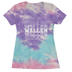 Wallen Country Music Western Ladies V-Neck T-shirt Cotton Candy