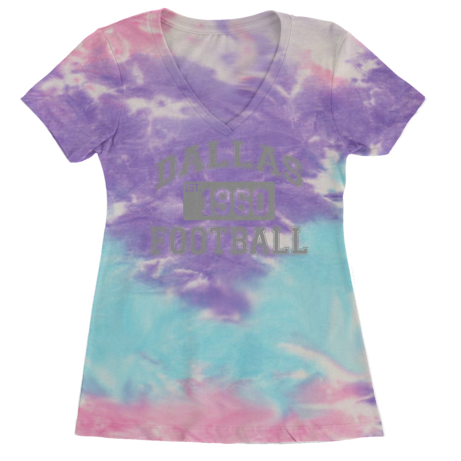 Dallas Football Established 1960 Ladies V-Neck T-shirt Cotton Candy