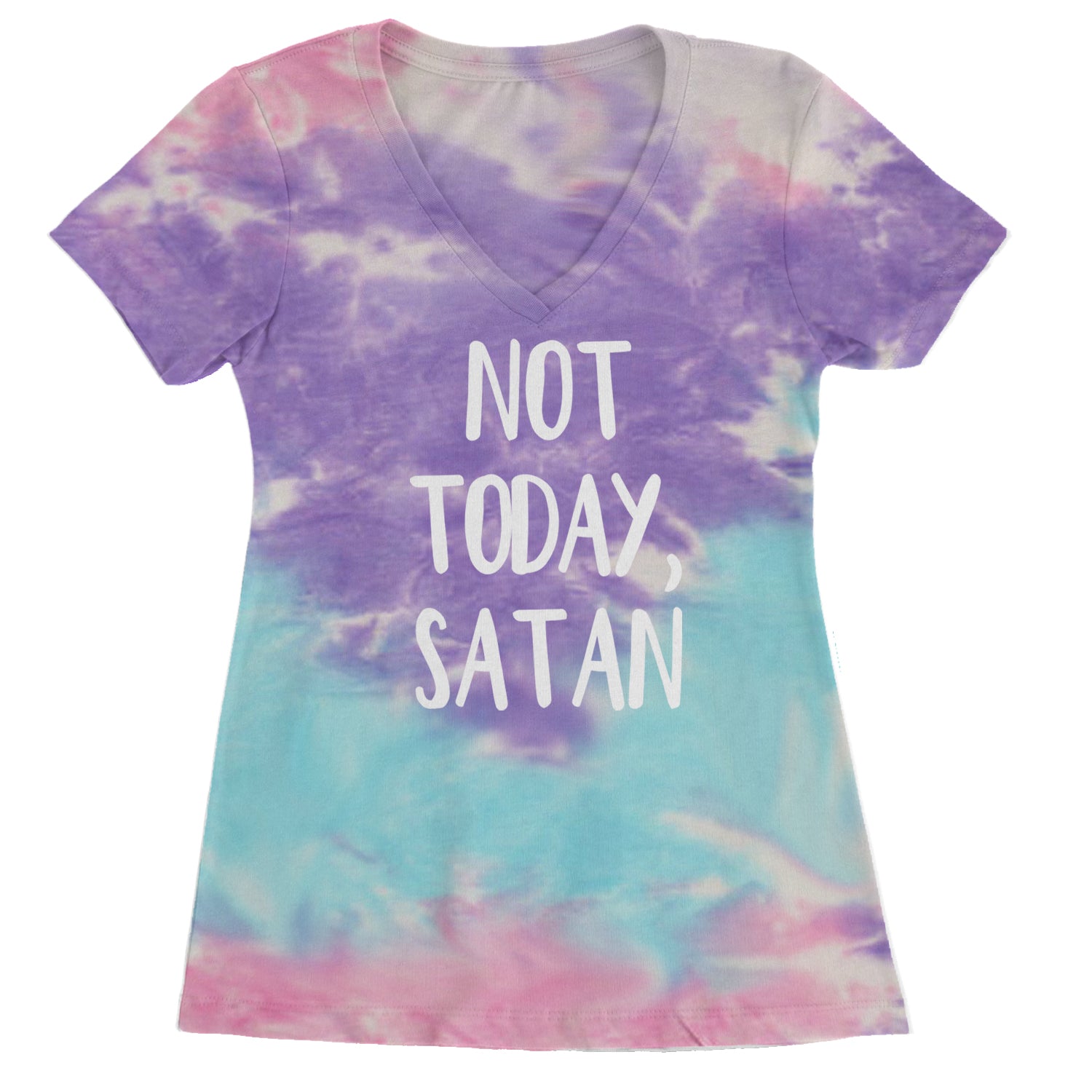 Not Today, Satan Jesus Already Won Ladies V-Neck T-shirt Cotton Candy