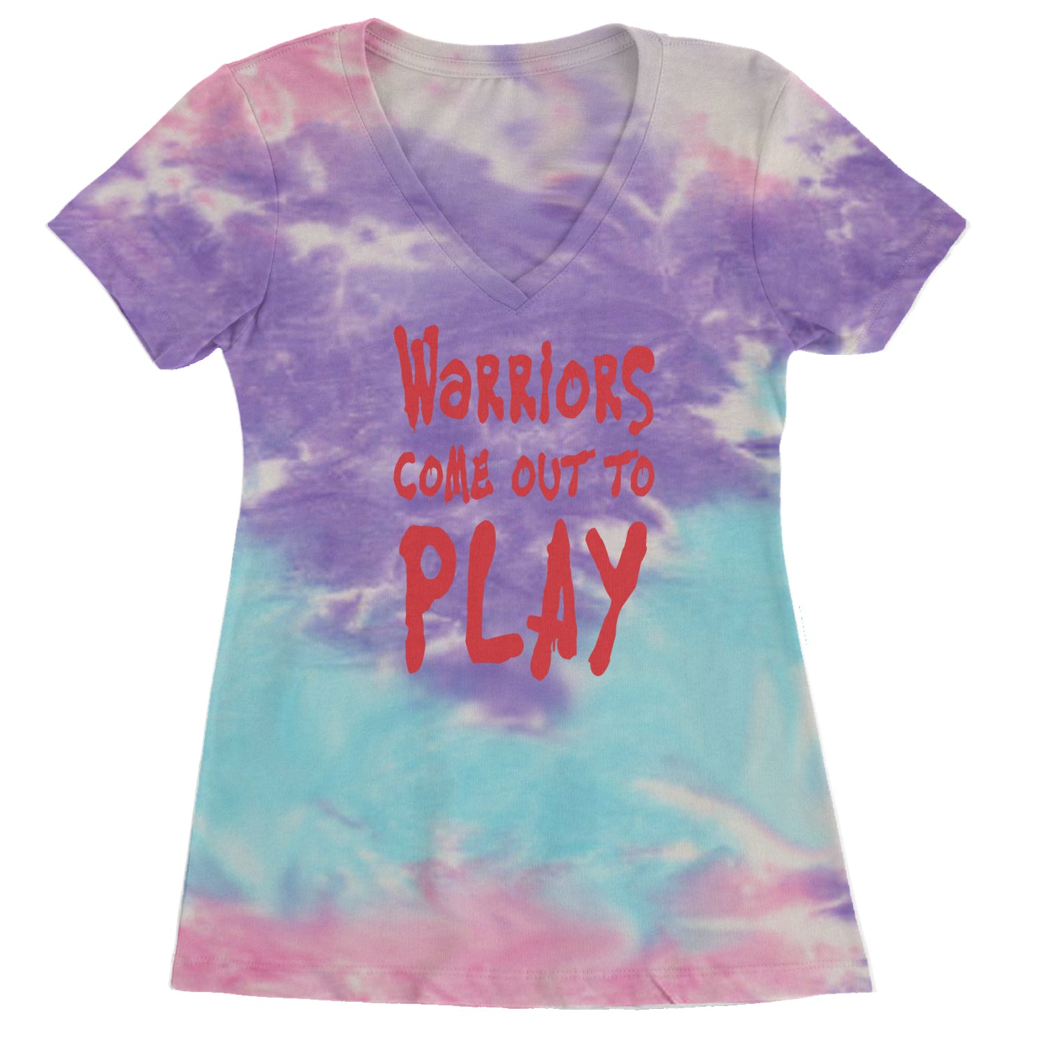 Warriors Come Out To Play  Ladies V-Neck T-shirt Cotton Candy