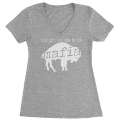This Girl Has Ties To The Bills Mafia Ladies V-Neck T-shirt Heather Grey