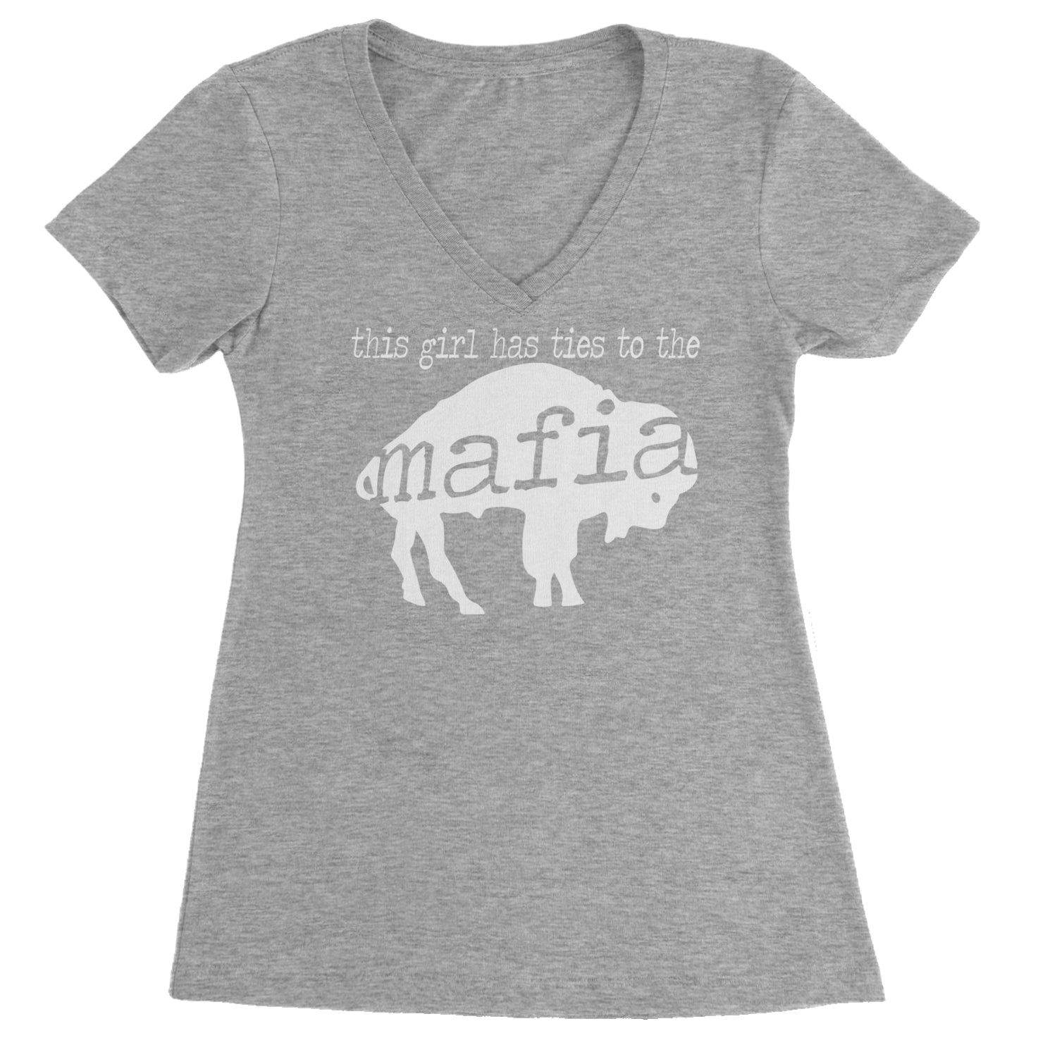 This Girl Has Ties To The Bills Mafia Ladies V-Neck T-shirt Heather Grey