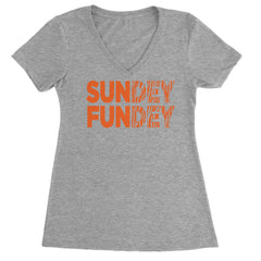 SunDEY FunDEY Sunday FundayLadies V-Neck T-shirt Heather Grey