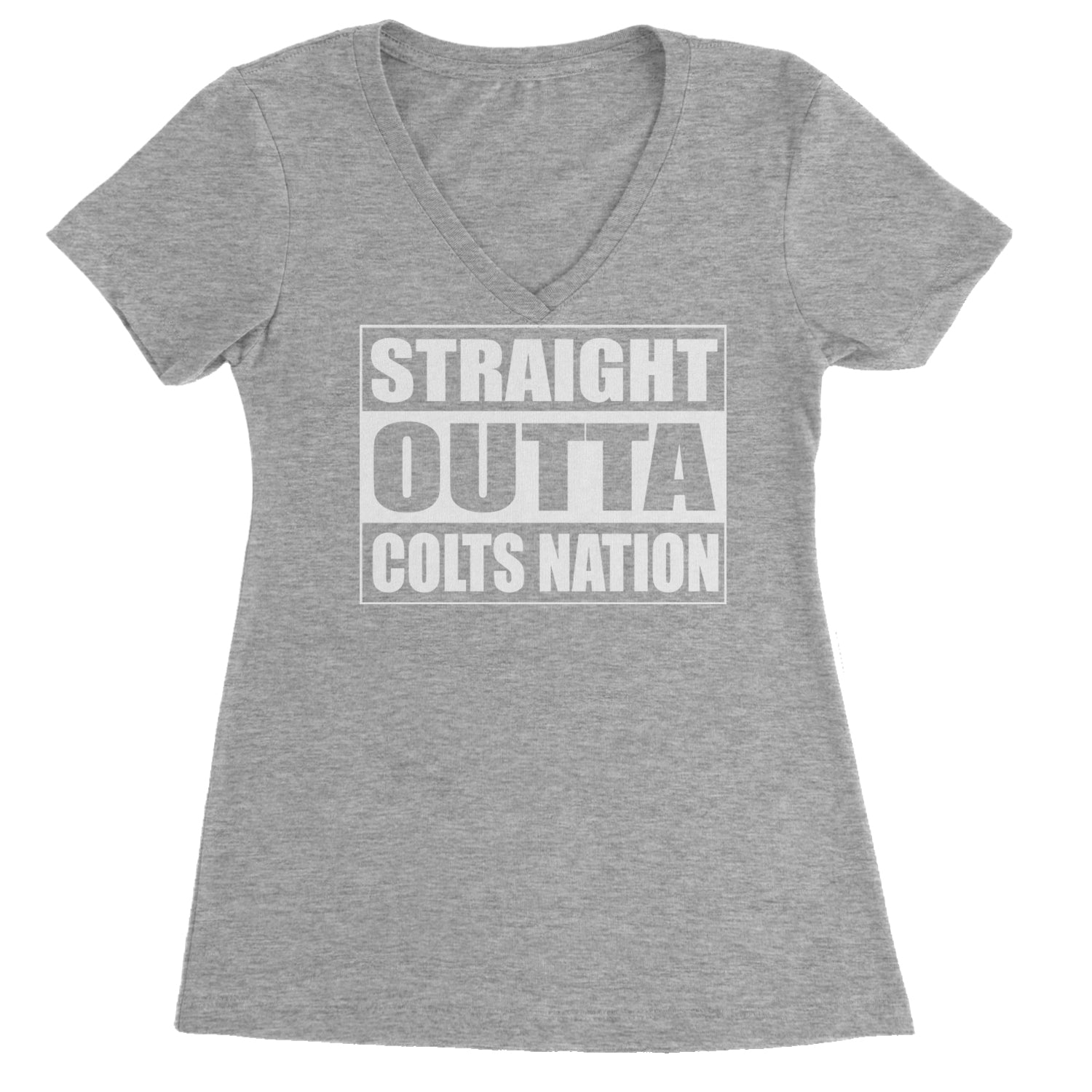 Straight Outta Colts Nation Football  Ladies V-Neck T-shirt Heather Grey