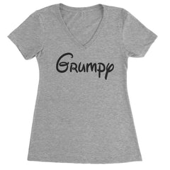 Grumpy - 7 Dwarfs Costume Ladies V-Neck T-shirt Heather Grey
