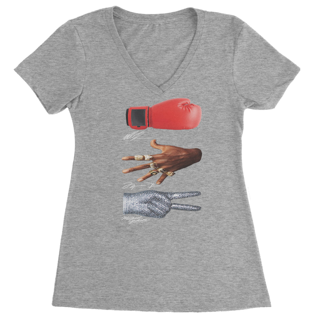Tyson Jordan Jackson Iconic Michaels Ladies V-Neck T-shirt Heather Grey