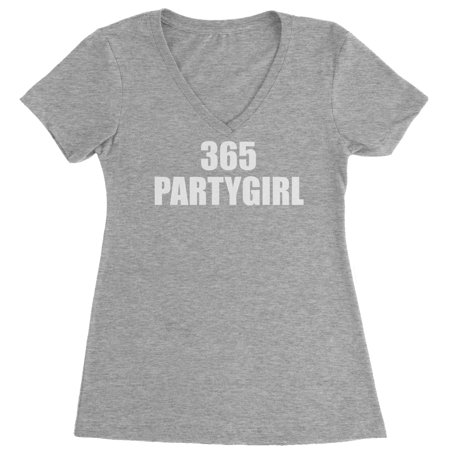 365 Party Girl Brat Girl Summer Ladies V-Neck T-shirt Heather Grey