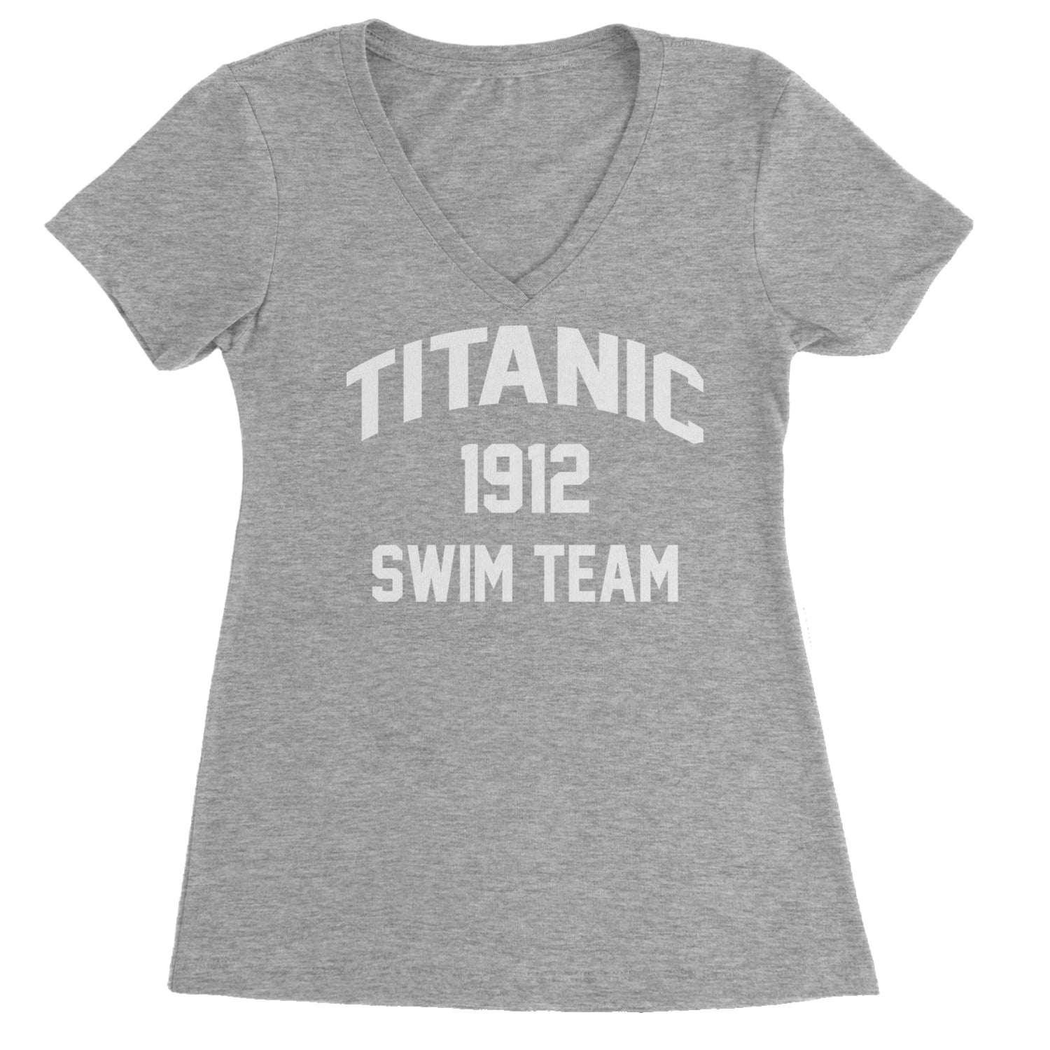 Titanic Swim Team 1912 Funny Cruise Ladies V-Neck T-shirt Heather Grey